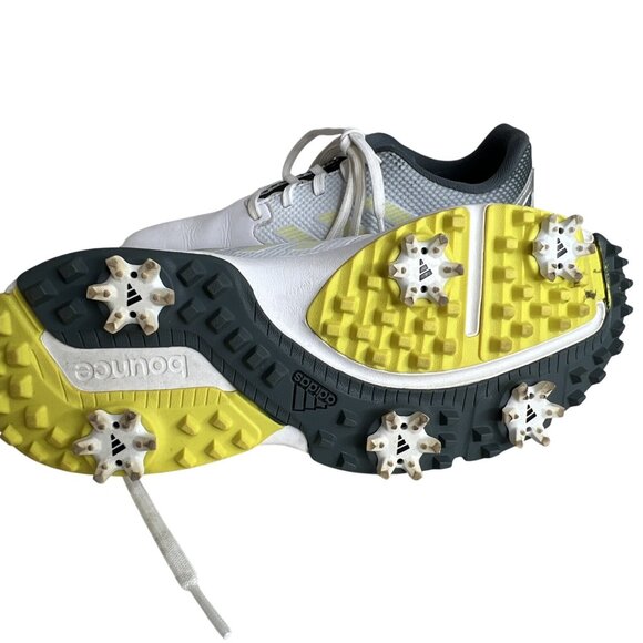 Adidas Golf Shoes White Gray Yellow Accents Spikeless Comfortable & Stylish Foot - Picture 8 of 8